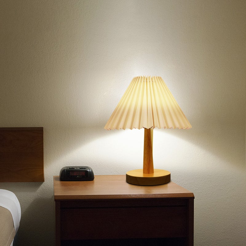 1 Set Home Use Bedside Night Lamp Retro Style Pleated Night Light Sleeping Lamp - Image 2