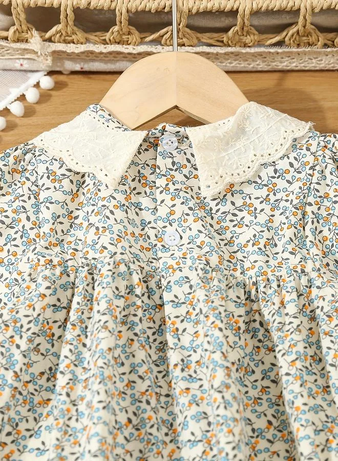Styli Styli Girls Floral Print Cotton Smocking Detail Dress