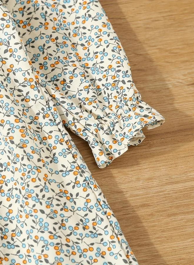 Styli Styli Girls Floral Print Cotton Smocking Detail Dress