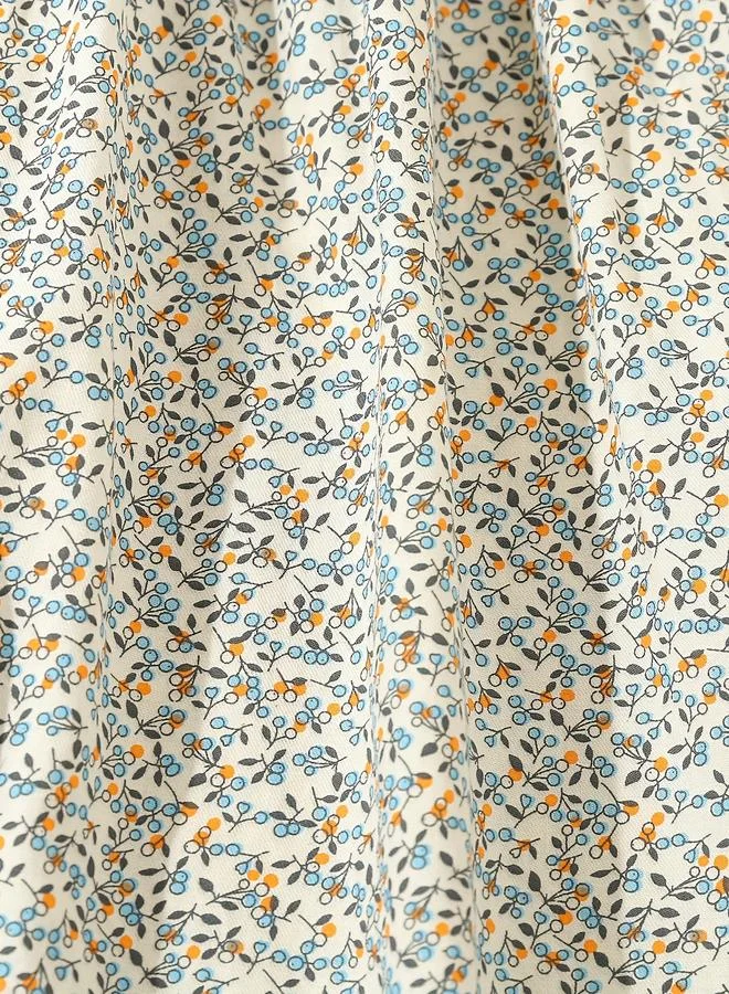 Styli Styli Girls Floral Print Cotton Smocking Detail Dress