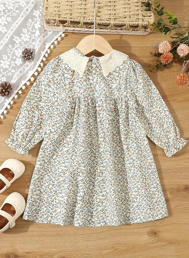 Styli Styli Girls Floral Print Cotton Smocking Detail Dress