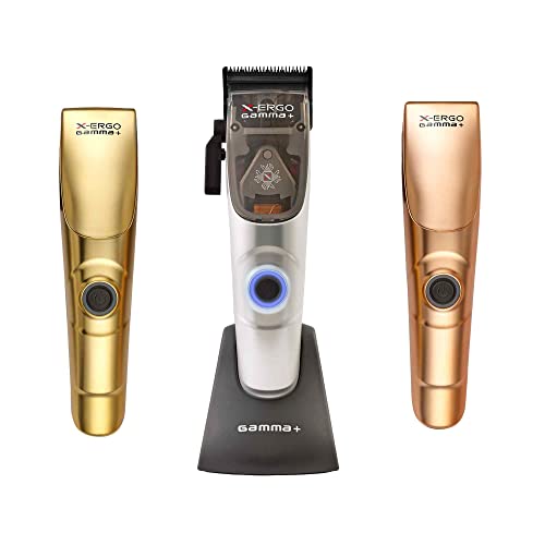 GAMMA+ X-Ergo Professional Cordless Hair Clipper 9V Microchipped Magnetic Motor, 3 Custom Lids in Matte Chrome, Gold, Rose Gold - Image 1