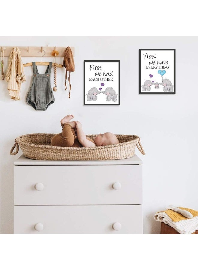 KAIRNE Watercolor Elephant Family Framed Canvas Wall Art - Image 4