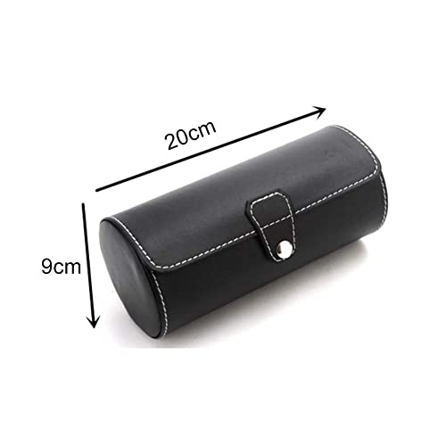 Zeinwap 3 Slot Leather Travel Watch Case Roll Organizer Classic (Black) - Image 4