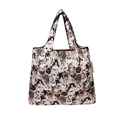allydrew Foldable Tote Nylon Reusable Grocery Bag (Set of 2), Cuddly Kitties - Image 2