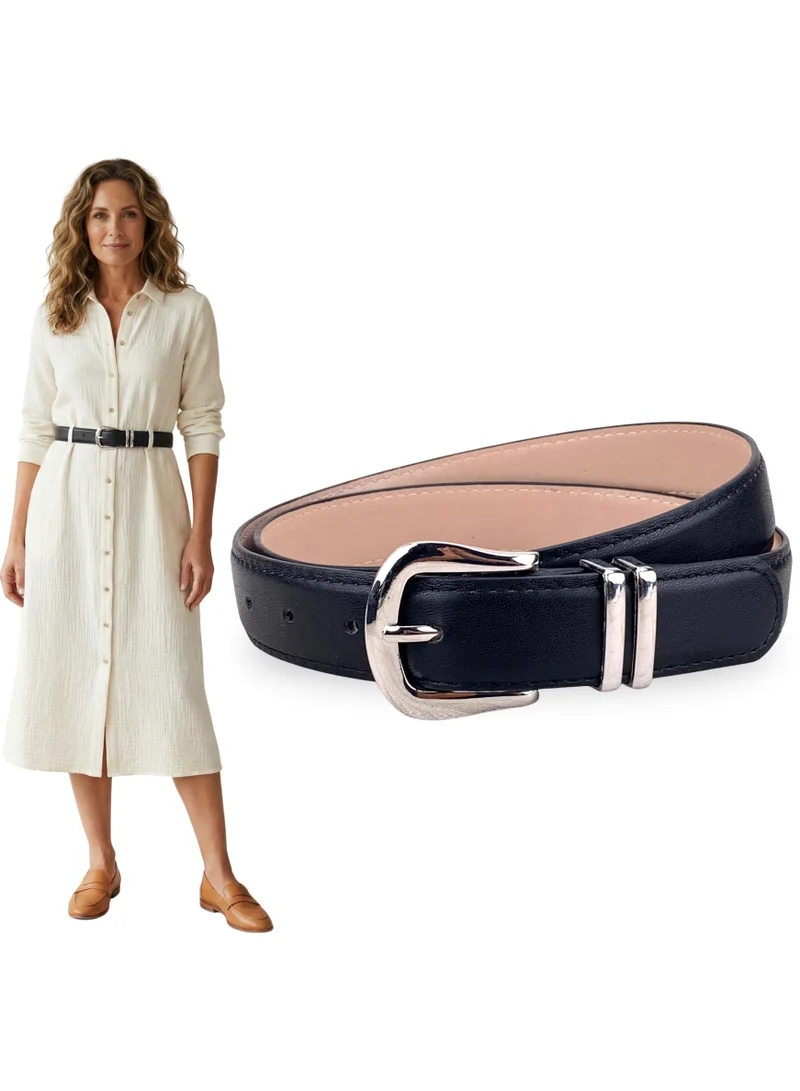 Classic Milano Classic Milano Women's Belt with Gift Box; Faux Leather Ladies Belt for Dresses, Jeans & Gowns; Stylish Womens Belt; Adjustable Girls Belt; Belt for Women | Full Length: 110 CM (Free Size - Fits up to the waist of 40 Inches / 100 CM)
