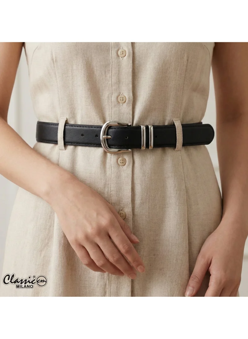 Classic Milano Classic Milano Women's Belt with Gift Box; Faux Leather Ladies Belt for Dresses, Jeans & Gowns; Stylish Womens Belt; Adjustable Girls Belt; Belt for Women | Full Length: 110 CM (Free Size - Fits up to the waist of 40 Inches / 100 CM)
