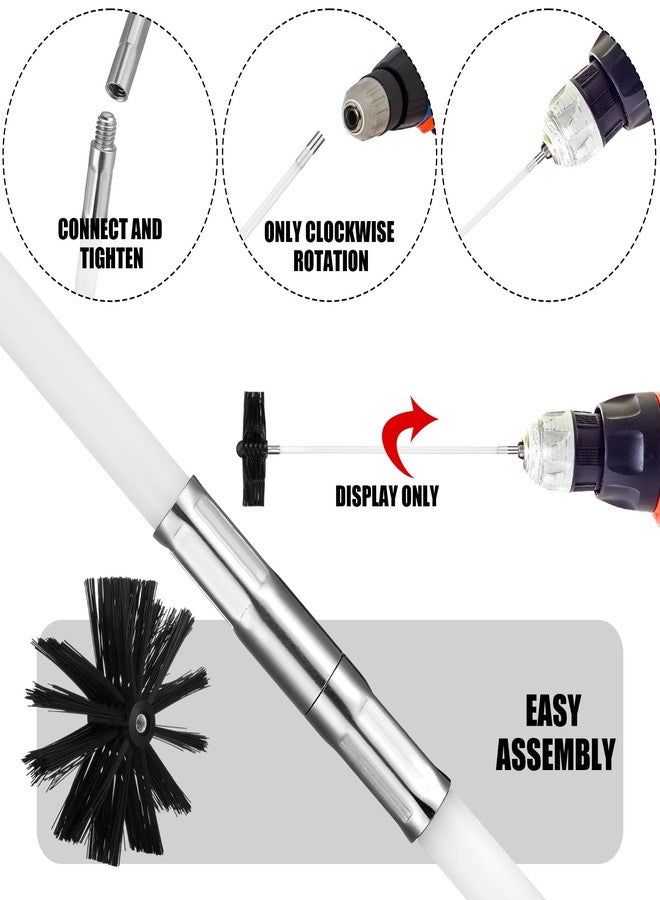 Teenyyou Wire Chimney Cleaning Brush with 1/4" Npt Fitting and 12 Rods, 6 Inch Round Steel Chimney Cleaning Brush and 16 Inch Fiberglass Rods for Hearth Fireplace (Split Type) - Image 3