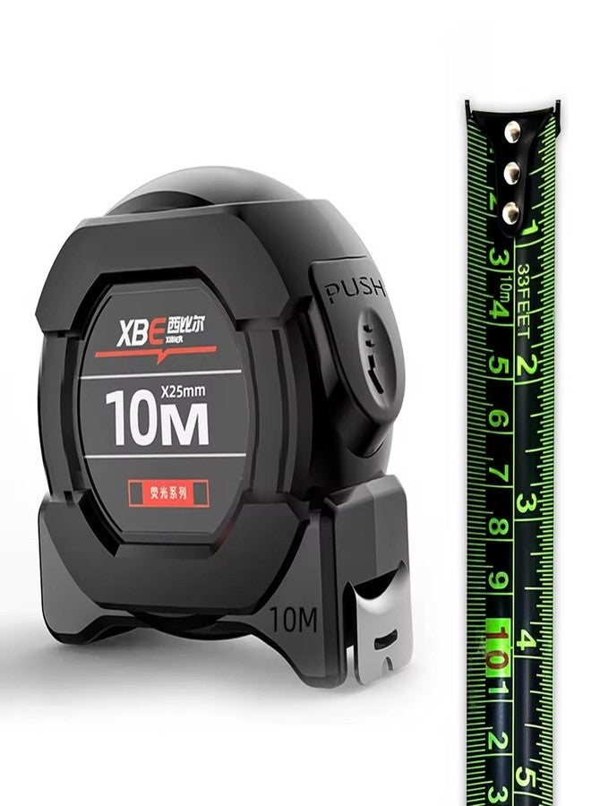 Gadget Hero's 10 Meter Measuring Tape with Auto-Locking and Retracting Feature, Heavy Duty Unbreakable ABS Case with Belt Clip- One-Man Operation, Measure in Inch & Centimeters. - Image 1