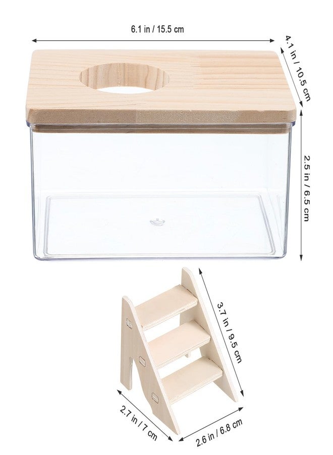 UKCOCO Hamster Bathroom Transparent Sand Bath Container with Ladder Small Pet Bath Box for Hamsters Gerbils Chinchillas 6.10X4.13X2.55In - Image 2