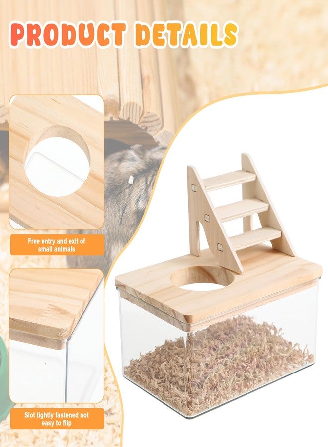 UKCOCO Hamster Bathroom Transparent Sand Bath Container with Ladder Small Pet Bath Box for Hamsters Gerbils Chinchillas 6.10X4.13X2.55In - Image 5