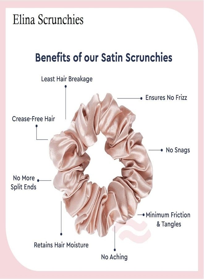 Elina Satin Scrunchies Set for Girls, Women Anti-Hair-Breakage, Silk Hair Ties Set Elastic Rubber, Best Gift For Mom, Sister, Friends (Pack of 6)(Neutral Shade Multi Colors) - Image 2
