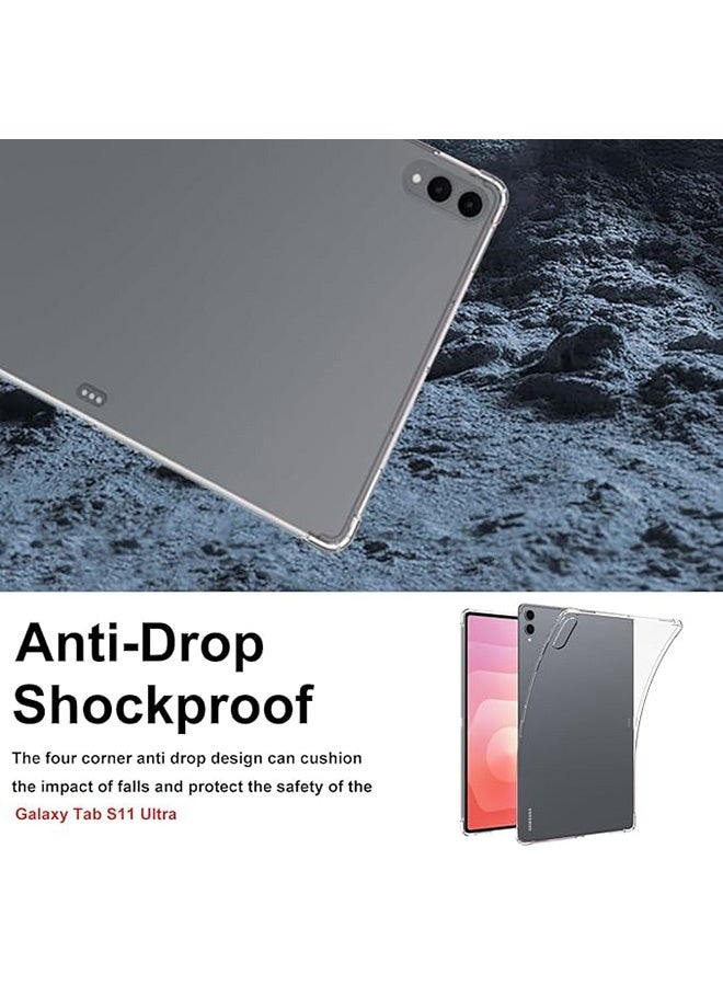 Case for Samsung Galaxy Tab S11 Ultra 5G 14.6 in, Anti-Fingerprints, Anti-Fall Drop Protection, Slim TPU Clear Transparent Back Protective Cover with Soft Silicone Raised Edge (Clear) - Image 3