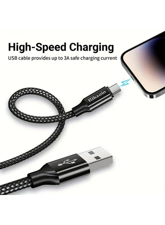 2pcs USB to USB C Braided Charging Cable Set Fast Charging Flat Shape Male to Male Connector - Image 3