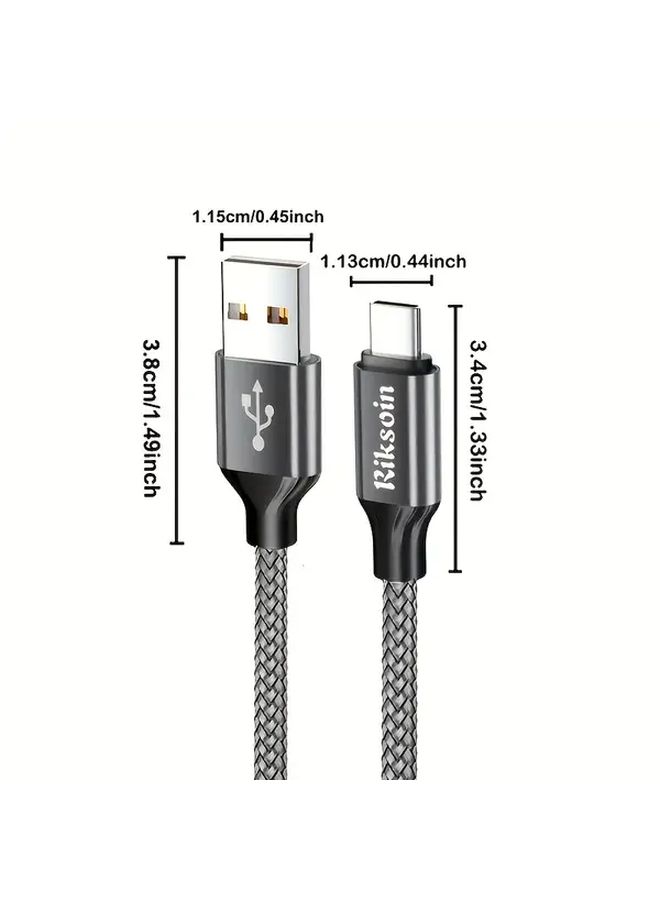 2pcs USB to USB C Braided Charging Cable Set Fast Charging Flat Shape Male to Male Connector - Image 2
