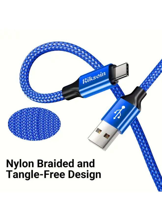 2pcs USB to USB C Braided Charging Cable Set Fast Charging Flat Shape Male to Male Connector - Image 4