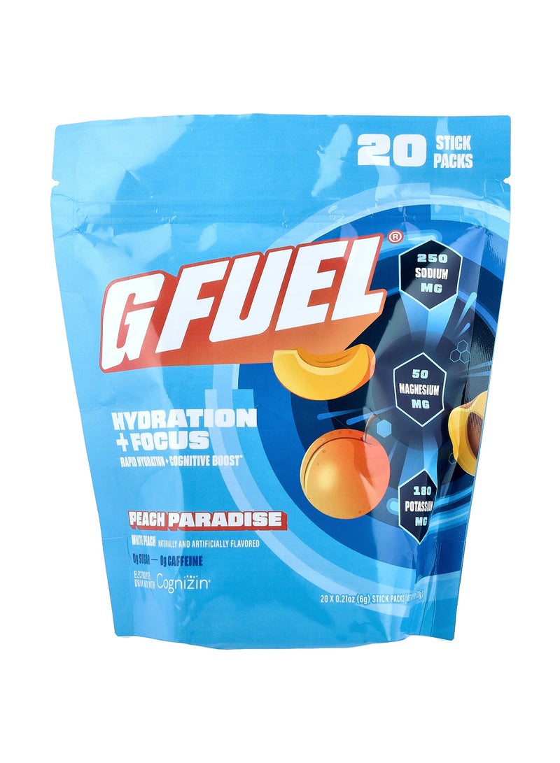 جي فيول ترطيب + تركيز، مزيج شراب إلكتروليت مع Cognizin®، Peach Paradise، 20 كيسًا، 0.21 أونصة (6 جم) لكل كيس - Image 1