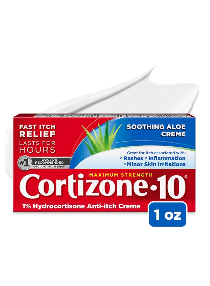 Cortizone 10 Maximum Strength Cream With Aloe 1 OZ - Image 1