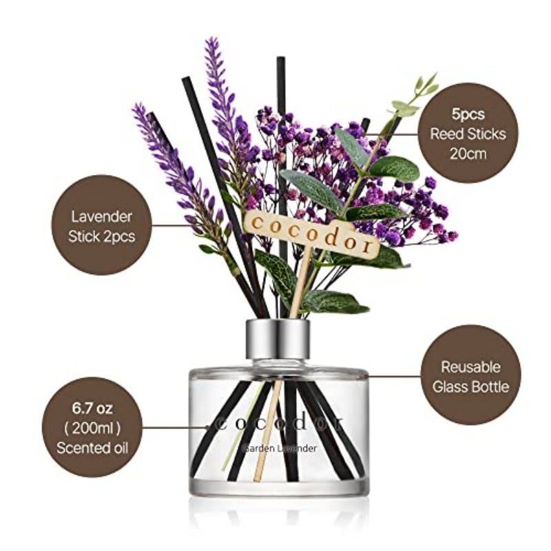 COCODOR Lavander Reed Diffuser Set 200ml Lemon Eucalyptus Scent Diffuser with Sticks Home Fragrance - Image 3