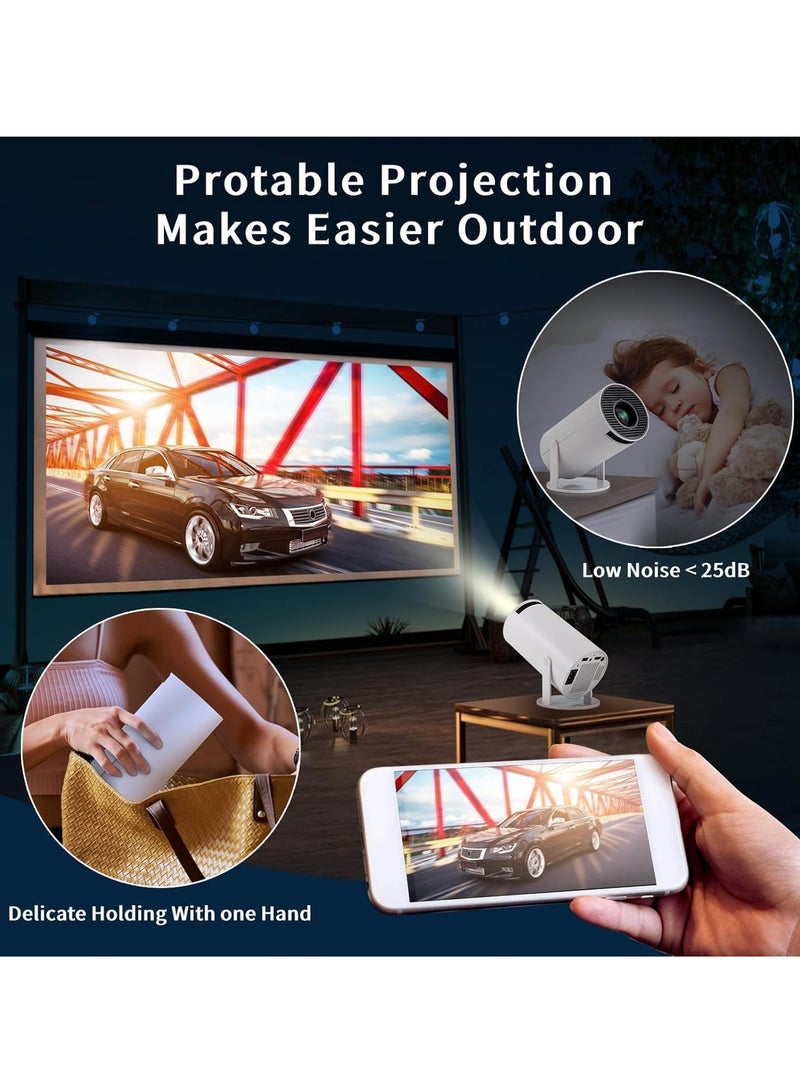 TIGER Mini Projector, Portable 4K/200 Projector with 2.4/5G WiFi & Bluetooth, Auto Keystone Correction, 40"-130" Screen, 180° Flip, Compact Round Design Movie Projector (White) for Home, Outdoor, Office, and Entertainment - Image 5