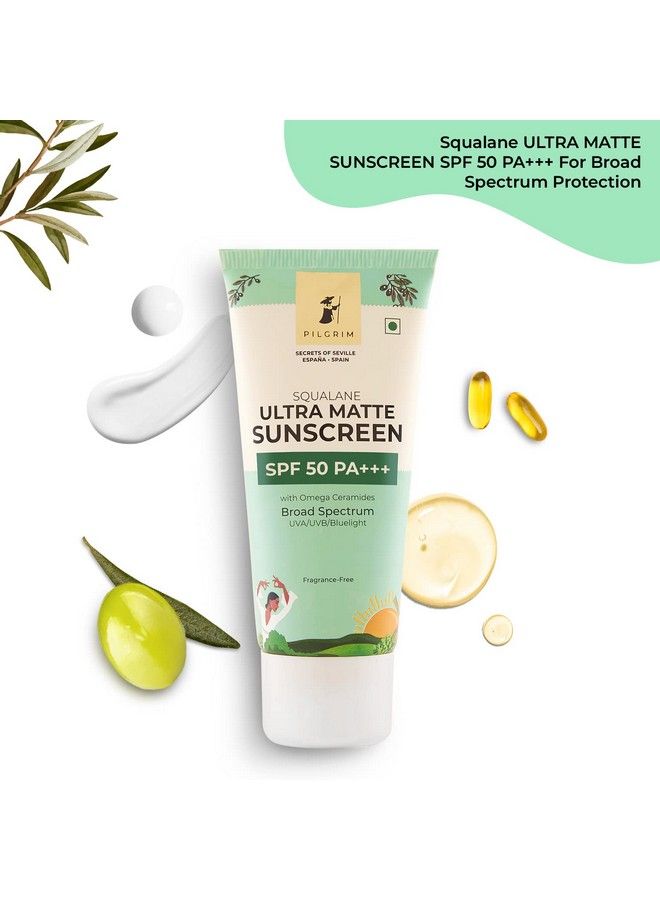 PILGRIM Squalane Ultra Matte Cream Sunscreen Spf 50 Pa+++ For Unisex With Omega Ceramides & Vitamin E Broad Spectrum Nongreasy No White Cast For All Skin Types 50G - Image 3
