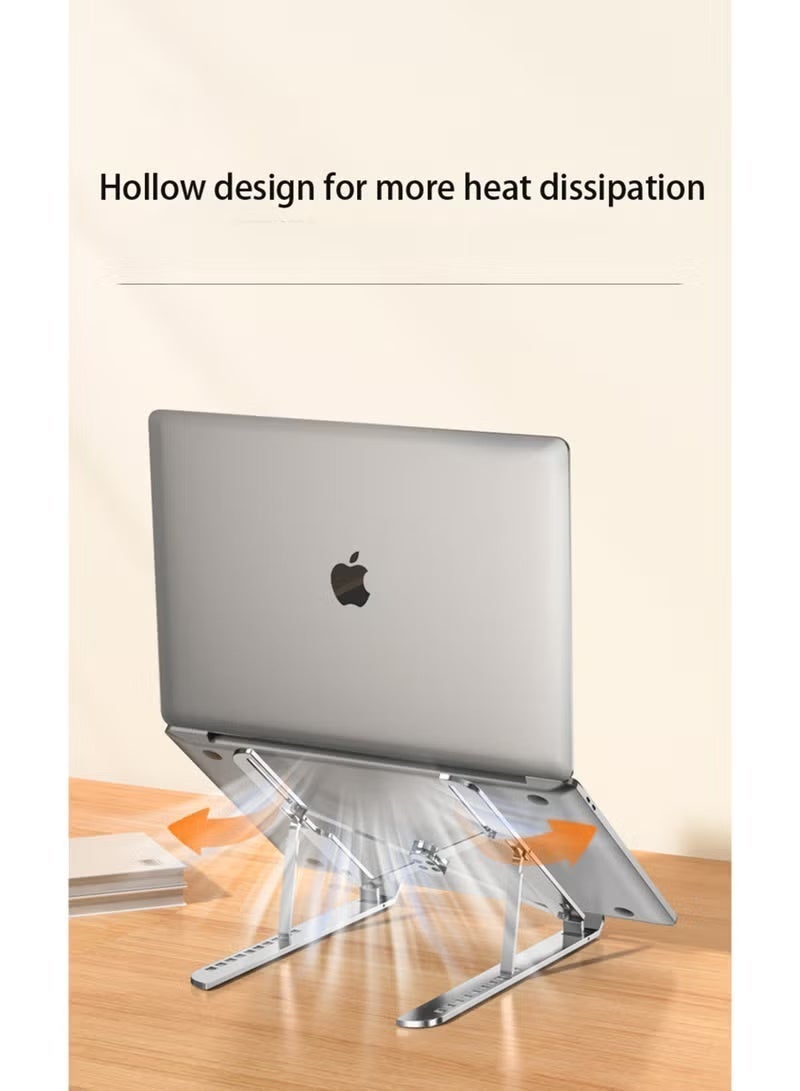 Adjustable Laptop Stand Foldable Aluminum Laptop Holder for Desk | Portable Ergonomic Laptop Riser with 7 Height Levels Anti-Slip Cooling Design Compatible with MacBook Pro | Air | Dell |  HP | Lenovo 10 | 15.6 Inch - Image 3
