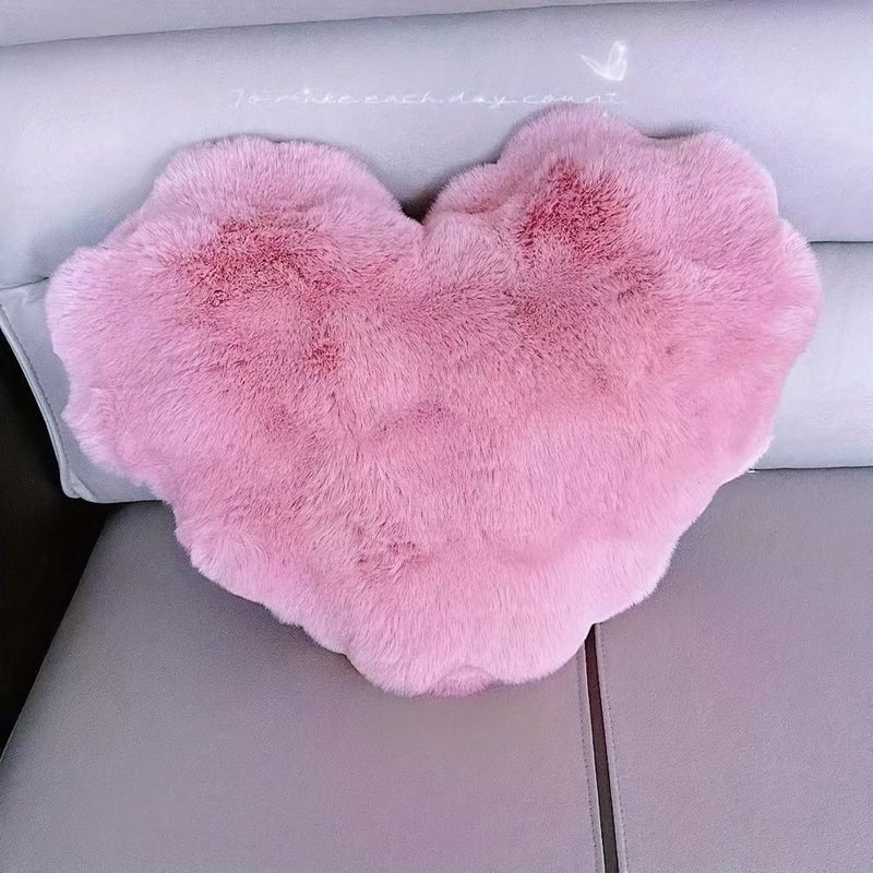 Pink Single Sided Furry Plush Lumbar Pillow for Sofa With Cushion Cover and Insert - Image 2