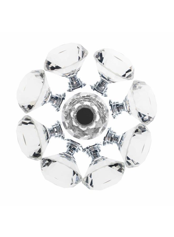 YourGift 6 Pack Drawer Knobs Diamond Shaped Crystal Glass 30mm Cabinet Knobs Pull Handles (30 mm, 6 Pack, Silver) - Image 2