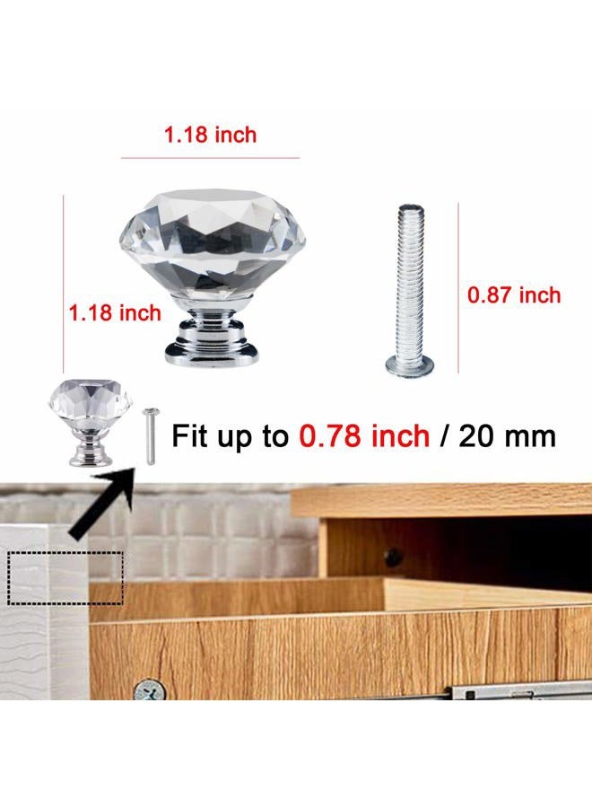 YourGift 6 Pack Drawer Knobs Diamond Shaped Crystal Glass 30mm Cabinet Knobs Pull Handles (30 mm, 6 Pack, Silver) - Image 3