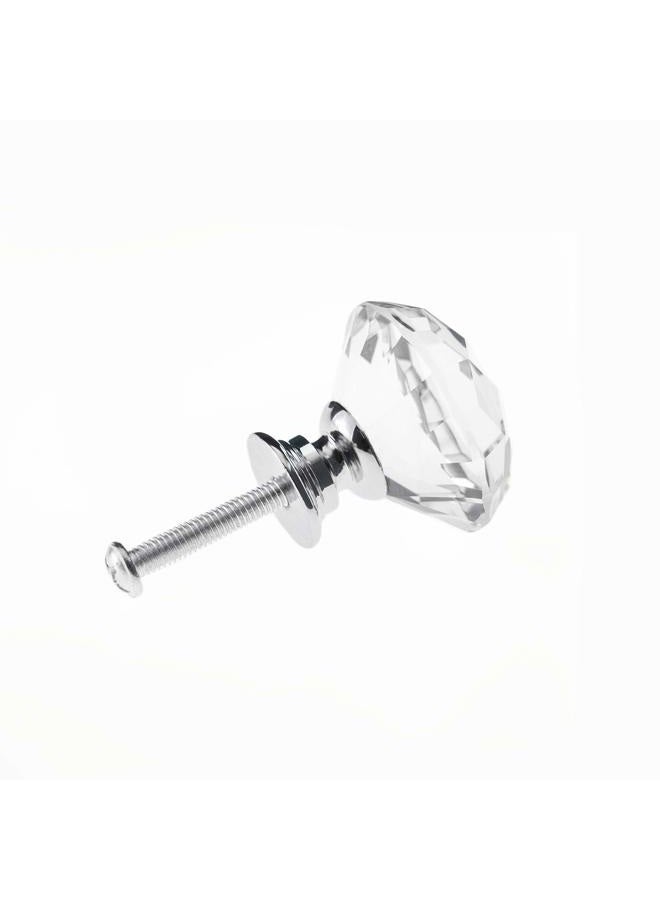 YourGift 6 Pack Drawer Knobs Diamond Shaped Crystal Glass 30mm Cabinet Knobs Pull Handles (30 mm, 6 Pack, Silver) - Image 4