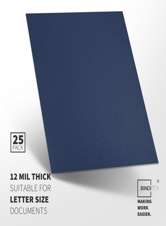 Binditek 25 Pack 12 Mil Sand-Textured Polycover - Plastic Binding Cover for Business Reports and Proposals - Lightly Sanded Finish - Square Corners, Un-Punched, Navy Color, Office Supplies - Image 2
