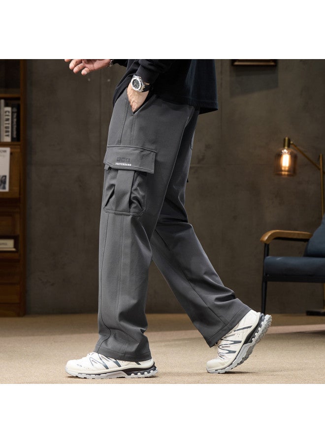 Flying in the snow Men's Work Pants 2025 Autumn/winter New Style Straight Leg Loose Casual Knit Sport Pants American Trendy Brand Long Pants - Image 3