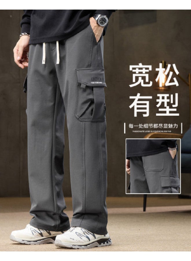 Flying in the snow Men's Work Pants 2025 Autumn/winter New Style Straight Leg Loose Casual Knit Sport Pants American Trendy Brand Long Pants - Image 1