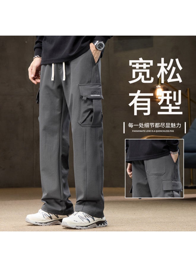 Flying in the snow Men's Work Pants 2025 Autumn/winter New Style Straight Leg Loose Casual Knit Sport Pants American Trendy Brand Long Pants - Image 2