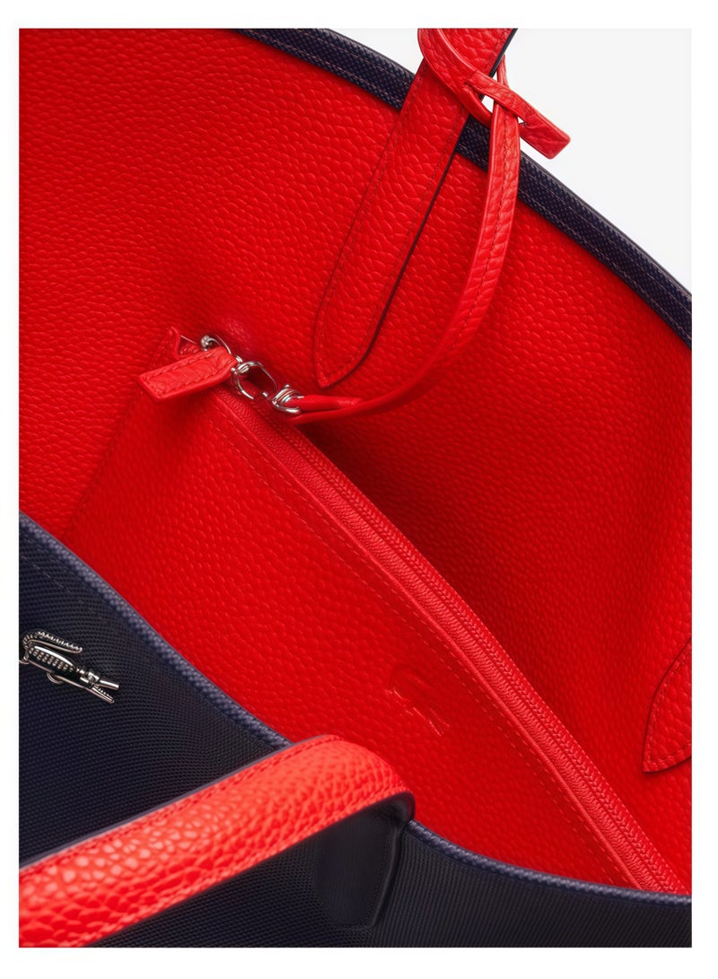 لاكوست حقيبة يد نسائية مزدوجة الوجهين بسعة كبيرة ، عصرية متعددة الوظائف ، أسود / أحمر - Image 5