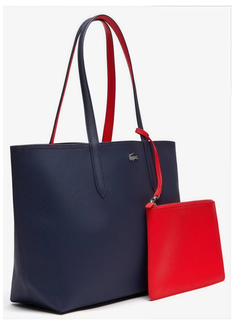 لاكوست حقيبة يد نسائية مزدوجة الوجهين بسعة كبيرة ، عصرية متعددة الوظائف ، أسود / أحمر - Image 4