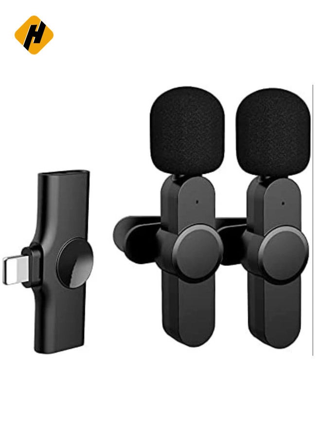 HuHa Wireless Lavalier Microphone for iPhone TYPE-C, Lapel Mic for YouTube Facebook Live Stream TikTok Vlog Video Recording Noise Reduction Auto Sync Plug Play (NO APP or Bluetooth),Iphone two microphones  - Image 1