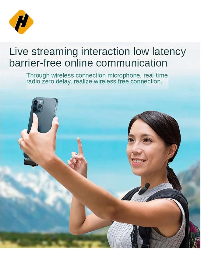 HuHa Wireless Lavalier Microphone for iPhone TYPE-C, Lapel Mic for YouTube Facebook Live Stream TikTok Vlog Video Recording Noise Reduction Auto Sync Plug Play (NO APP or Bluetooth),Iphone two microphones  - Image 4
