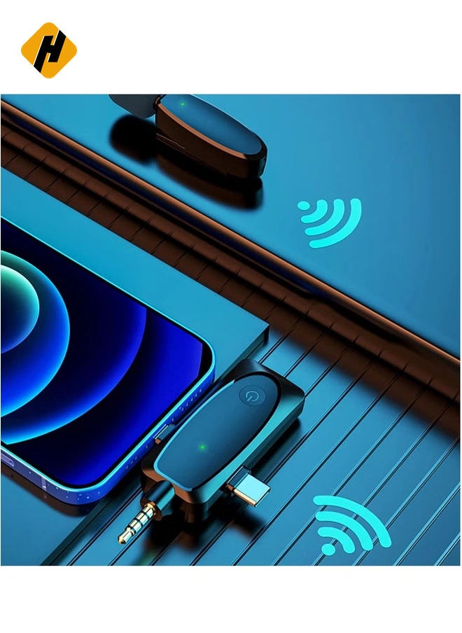HuHa Wireless Lavalier Microphone for iPhone TYPE-C, Lapel Mic for YouTube Facebook Live Stream TikTok Vlog Video Recording Noise Reduction Auto Sync Plug Play (NO APP or Bluetooth),Iphone two microphones  - Image 3
