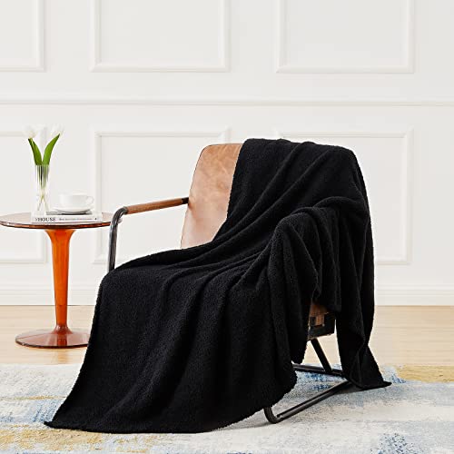 CYMULA Knit Throw Blanket for Couch Black-Super Soft Lightweight Plush Fuzzy Fluffy Cozy Blankets and Throws for Sofa Bed, 50x60 inches - Image 2
