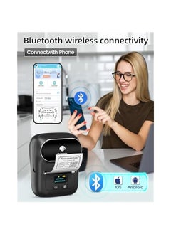 phomemo M110 Label Makers, Barcode Label Printer Bluetooth Portable Thermal Printer for Small Business, Address, Logo, Clothing, Mailing, Sticker Printer for Phones & PC, Black  - Image 2