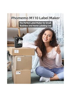 phomemo M110 Label Makers, Barcode Label Printer Bluetooth Portable Thermal Printer for Small Business, Address, Logo, Clothing, Mailing, Sticker Printer for Phones & PC, Black  - Image 3