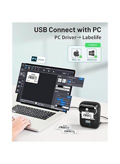 phomemo M110 Label Makers, Barcode Label Printer Bluetooth Portable Thermal Printer for Small Business, Address, Logo, Clothing, Mailing, Sticker Printer for Phones & PC, Black  - Image 5