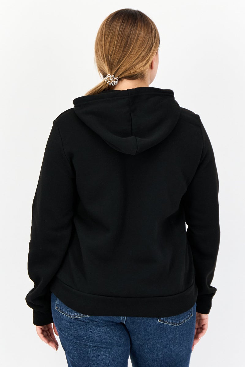 Buzz هودي نسائي مزين بغطاء رأس وأكمام طويلة، أسود - Image 3