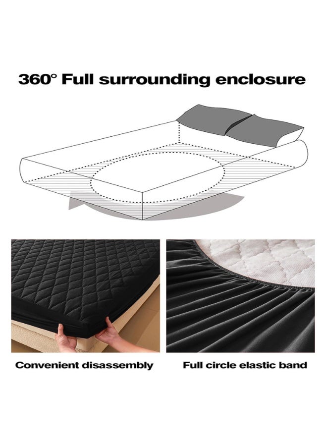 Peachjoy Waterproof Mattress Protector, Quilted Mattress Pad with Deep Pocket up to 22 Inches, Soft Breathable Mattress Cover, Mattress Topper Queen Black (Black, 200x200+30CM)  - Image 5