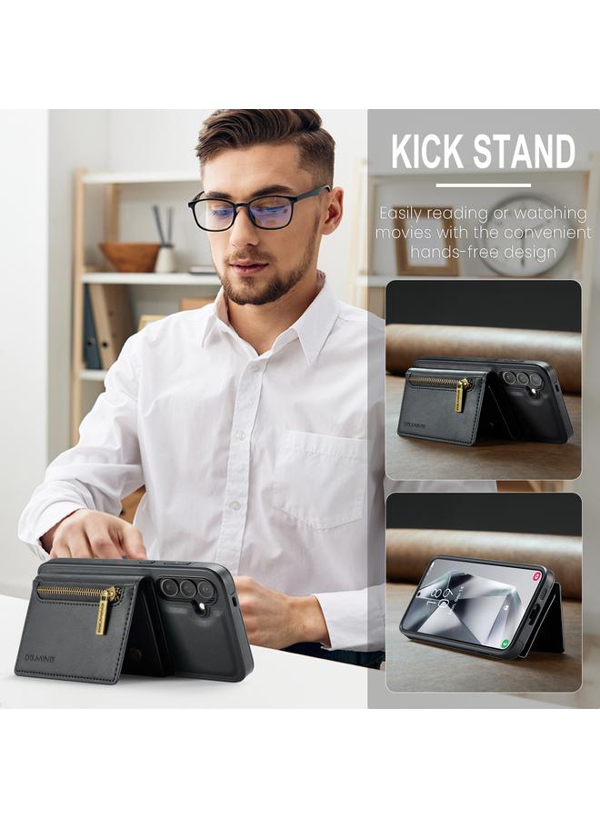 Dg Ming Case For Samsung Galaxy S24 5G M5 Series Zip RFID Multi Card Detachable Leather Phone Case - Image 4