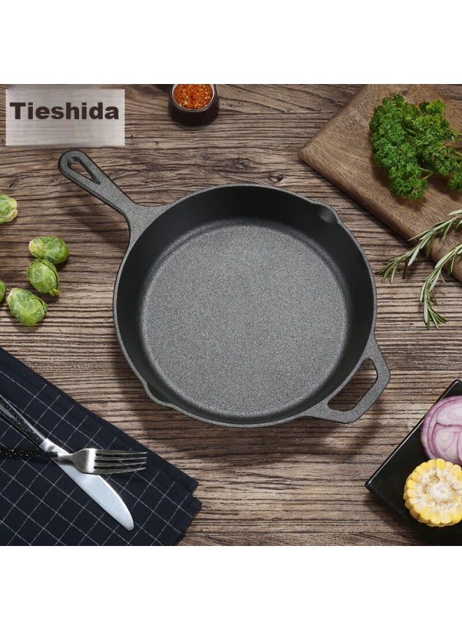 Telssida Cast Iron Flat Bottom Pan, Thick Steak Griddle, Barbecue Pan, Pancake Griddle, Non-coated Steak Pan, Non-stick Pancake Griddle - Image 2