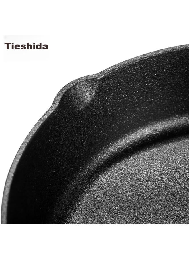 Telssida Cast Iron Flat Bottom Pan, Thick Steak Griddle, Barbecue Pan, Pancake Griddle, Non-coated Steak Pan, Non-stick Pancake Griddle - Image 4