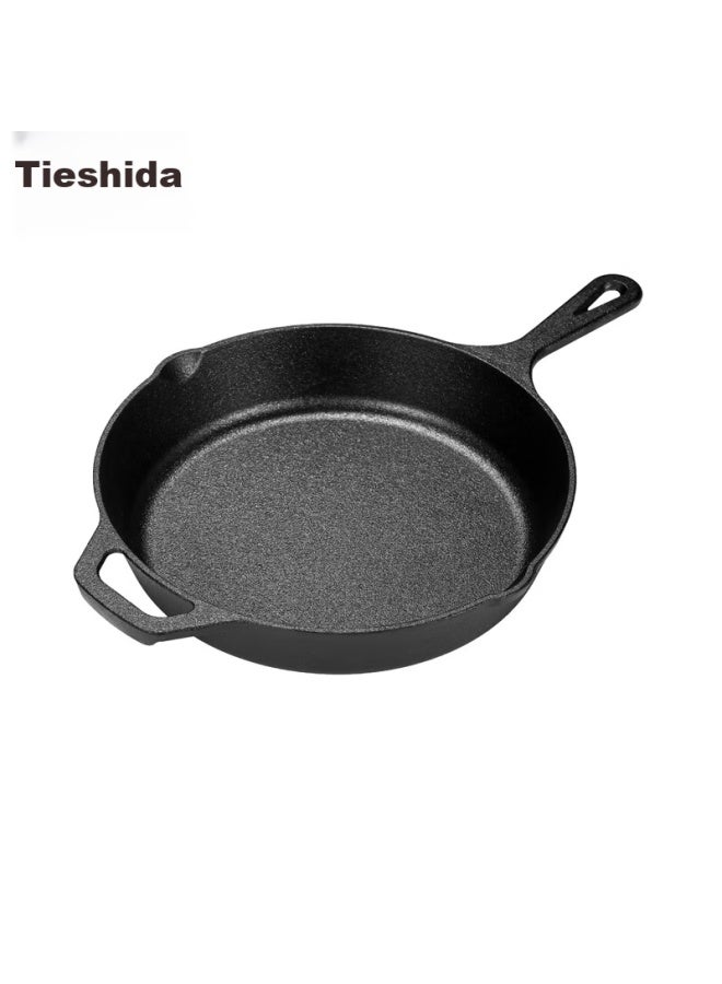 Telssida Cast Iron Flat Bottom Pan, Thick Steak Griddle, Barbecue Pan, Pancake Griddle, Non-coated Steak Pan, Non-stick Pancake Griddle - Image 3