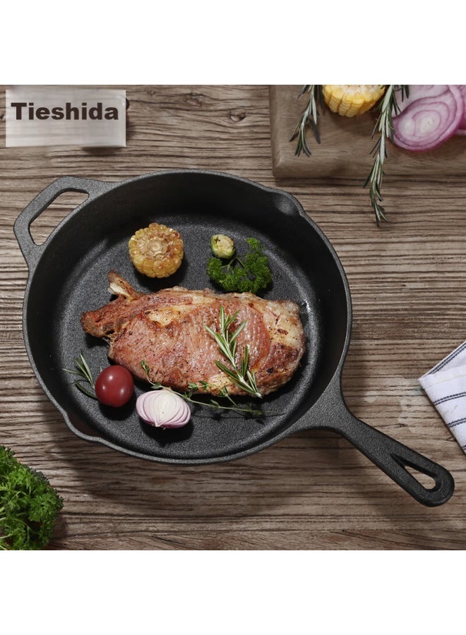 Telssida Cast Iron Flat Bottom Pan, Thick Steak Griddle, Barbecue Pan, Pancake Griddle, Non-coated Steak Pan, Non-stick Pancake Griddle - Image 1